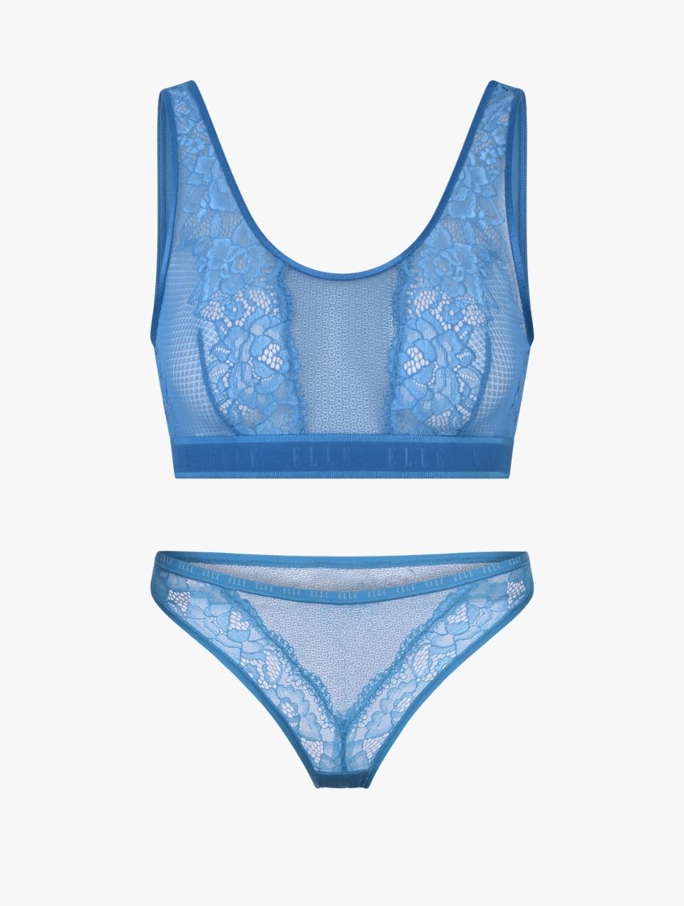 Buy Erotissch Blue Floral Lace Bralette Bra (XL) Online