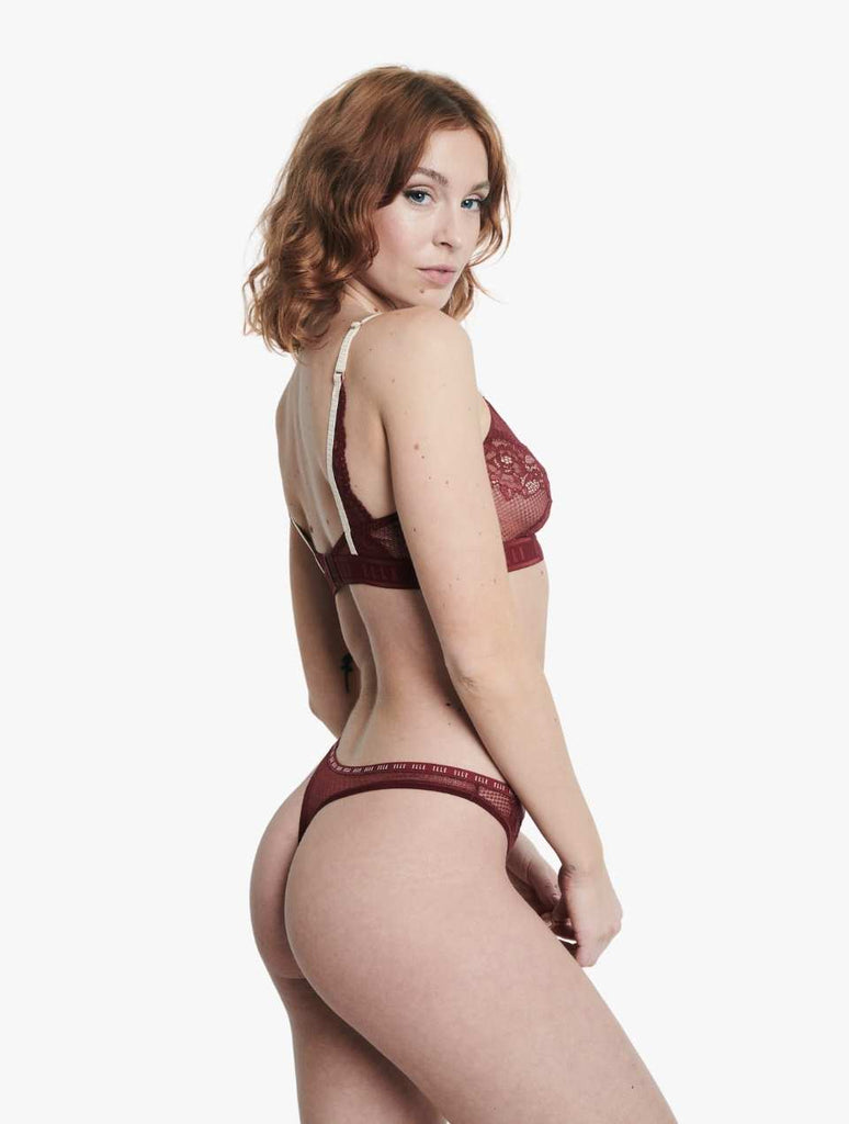 ELLE 24/7 Lace Thong - Chocolate Truffle 24/7 Lace