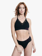 ELLE Seamless & Lace Bralette & Bikini Set - Black Beauty Seamless & Lace