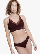 ELLE Seamless & Lace Bralette & Bikini Set - Chocolate Truffle Seamless & Lace