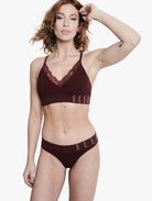 ELLE Seamless & Lace Bralette & Bikini Set - Chocolate Truffle Seamless & Lace