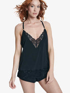 ELLE Modal & Lace Nightwear Cami - Black Modal & Lace Nightwear