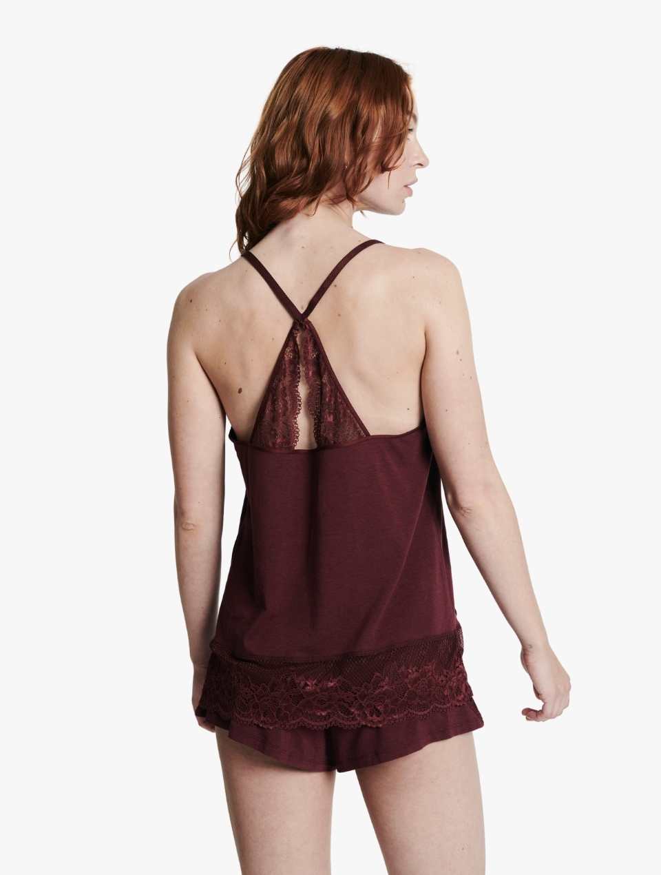 ELLE Modal & Lace Nightwear Cami - Chocolate Truffle Modal & Lace Nightwear