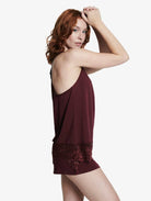 ELLE Modal & Lace Nightwear Cami - Chocolate Truffle Modal & Lace Nightwear